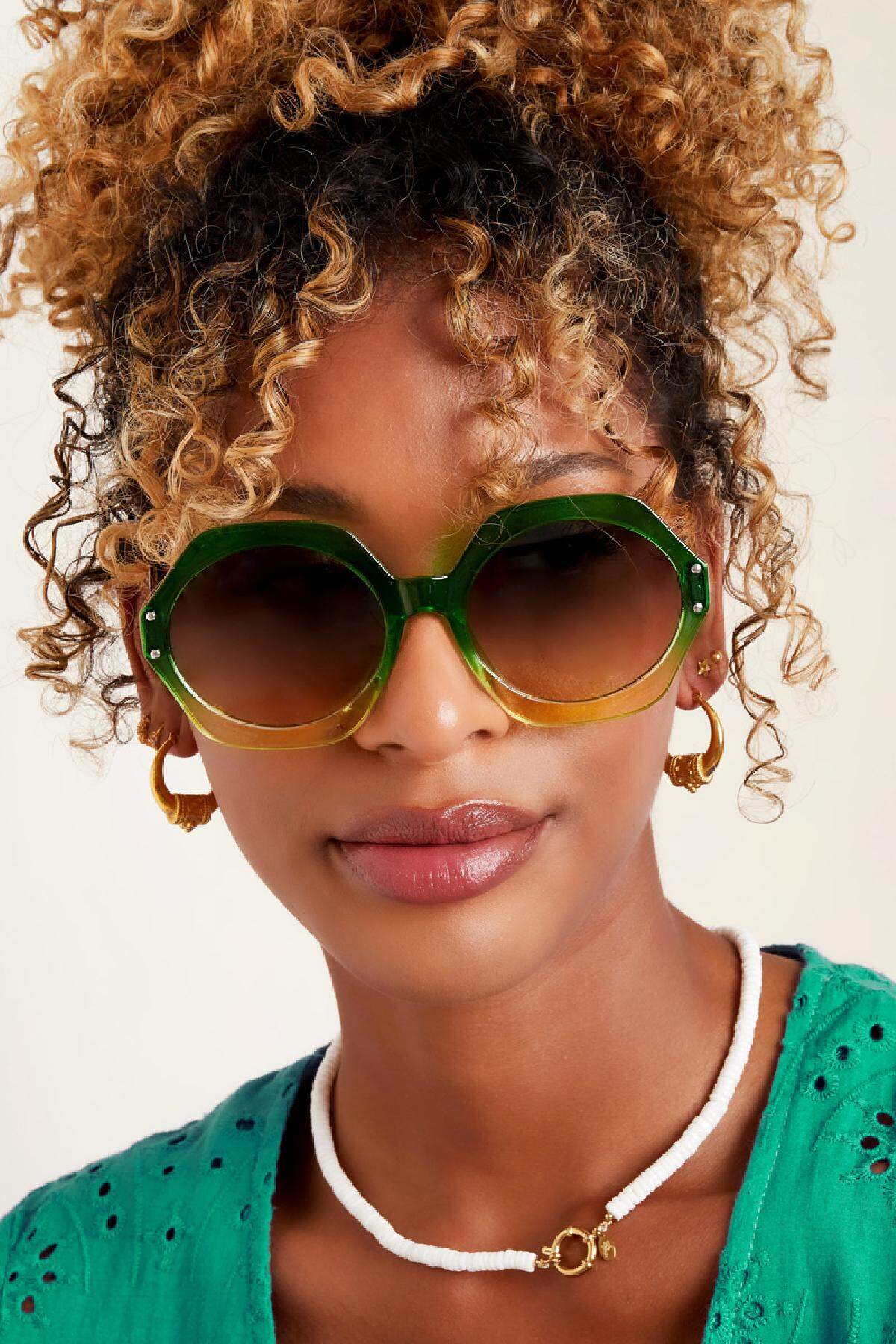 Bunte achteckige Sonnenbrille Lila PC One size h5 Bild2
