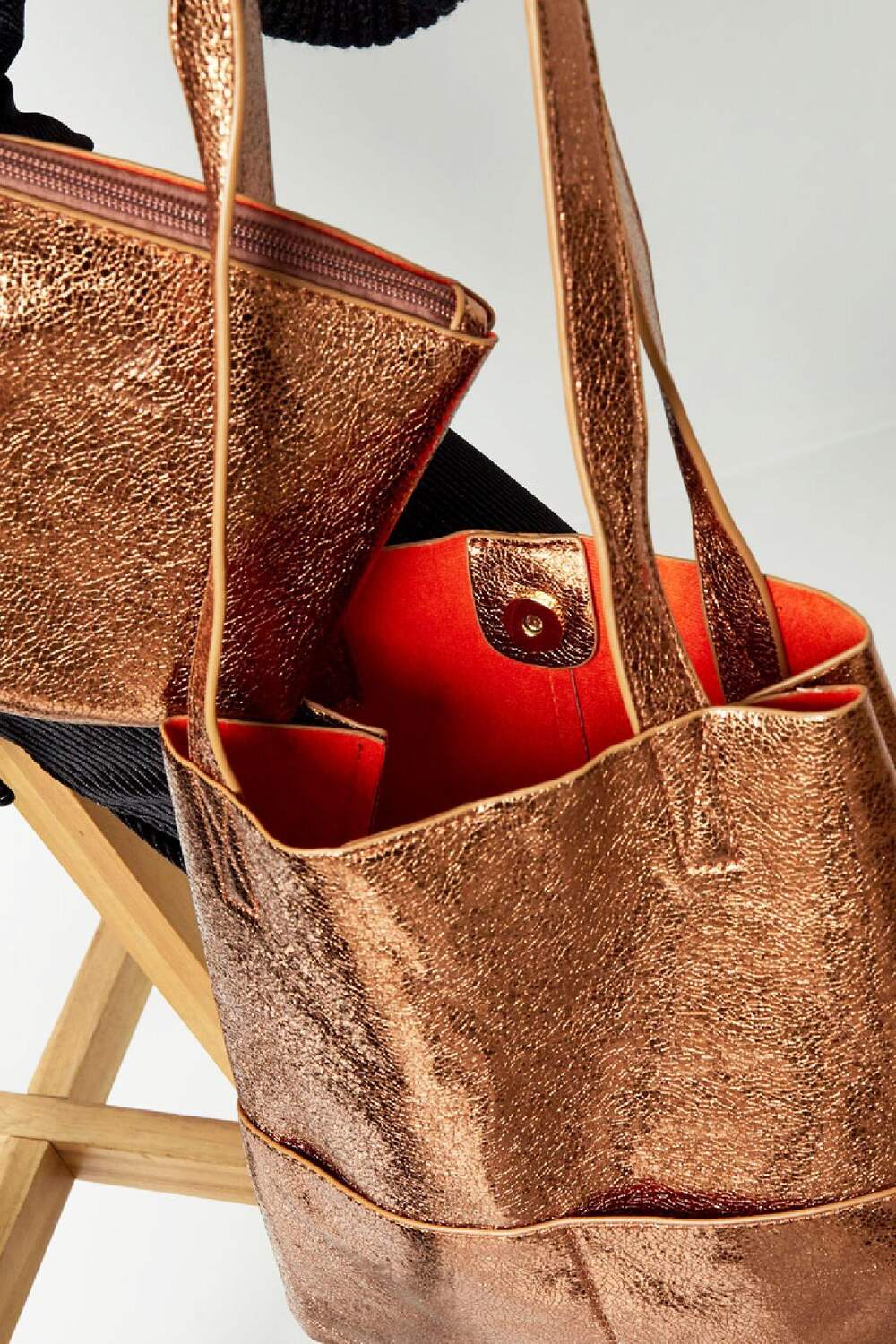 Metallic shopper Gold Color PU h5Picture3