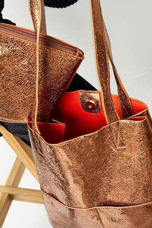 Metallic shopper Gold Color PU h5 Picture3
