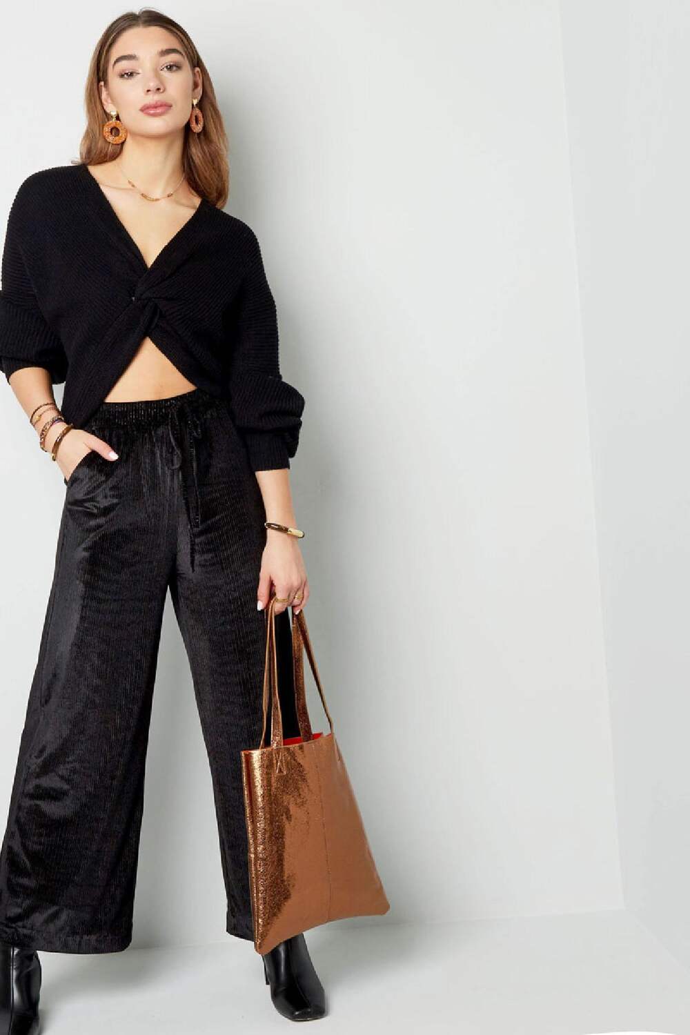 Metallic shopper Gold Color PU h5Picture6