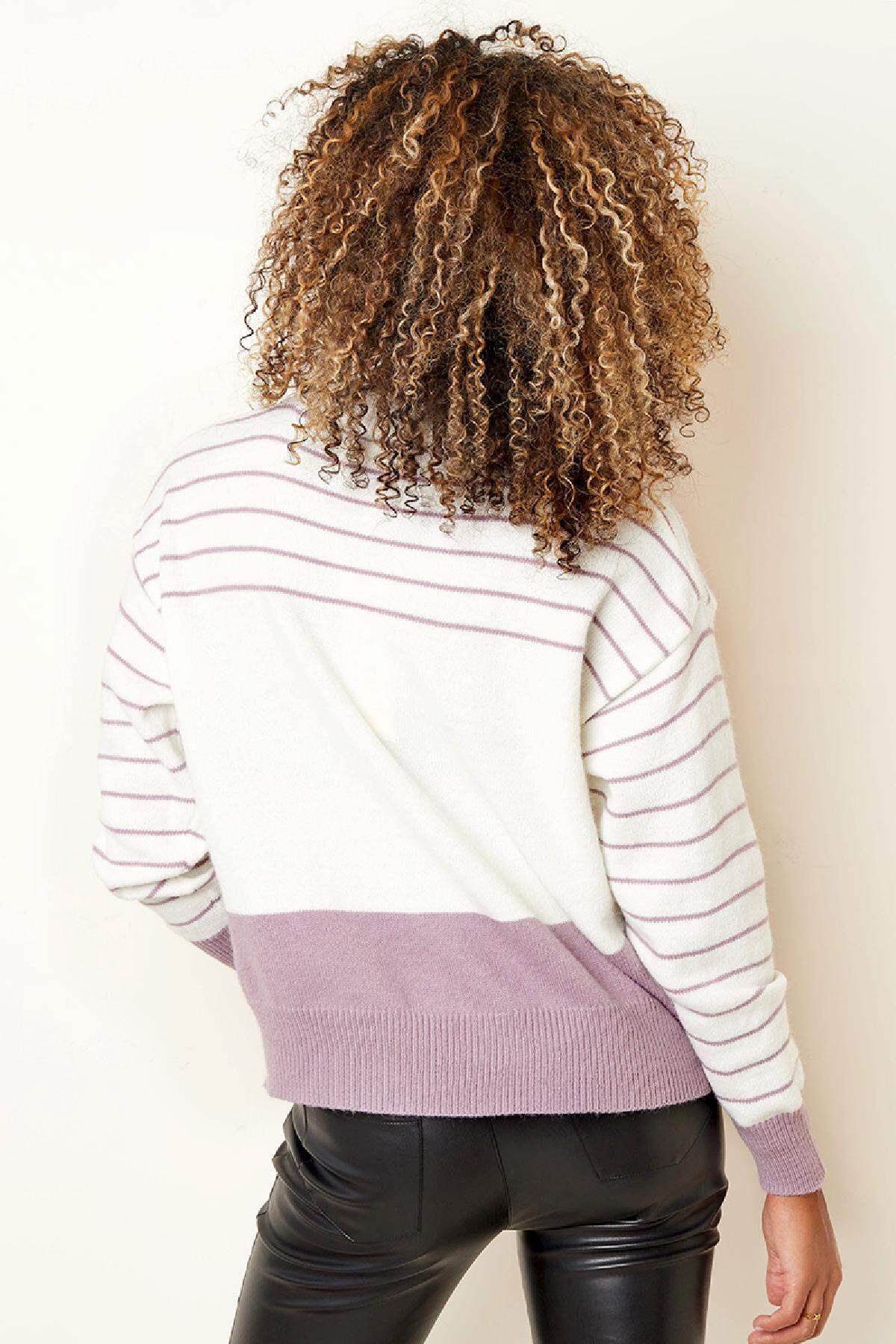 Pullover mit Streifen und Pailletten Weiß S/M h5 Bild6