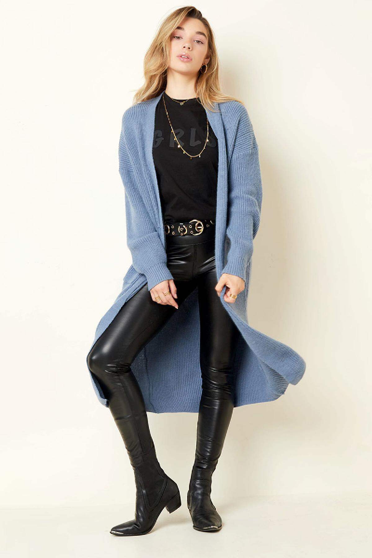 Extralange Strickjacke Offwhite S/M Bild3