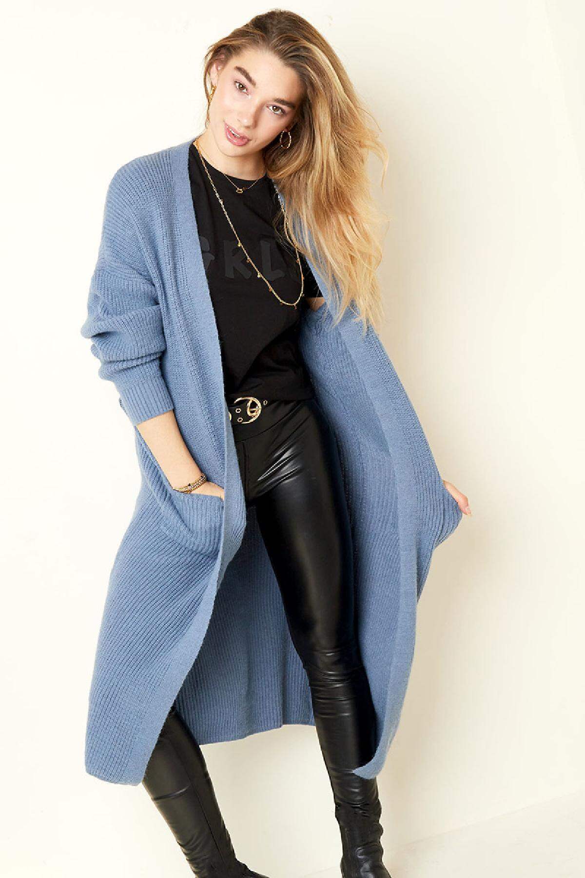 Extralange Strickjacke Offwhite S/M h5 Bild5