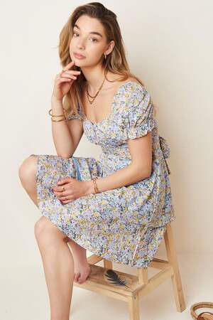 Kleid Floral Summer Blue Blau S h5 Bild3
