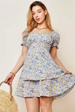 Kleid Floral Summer Blue Blau S h5 Bild2
