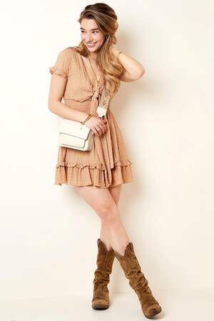 Abito a balze con fiocco Brown S h5 Immagine4