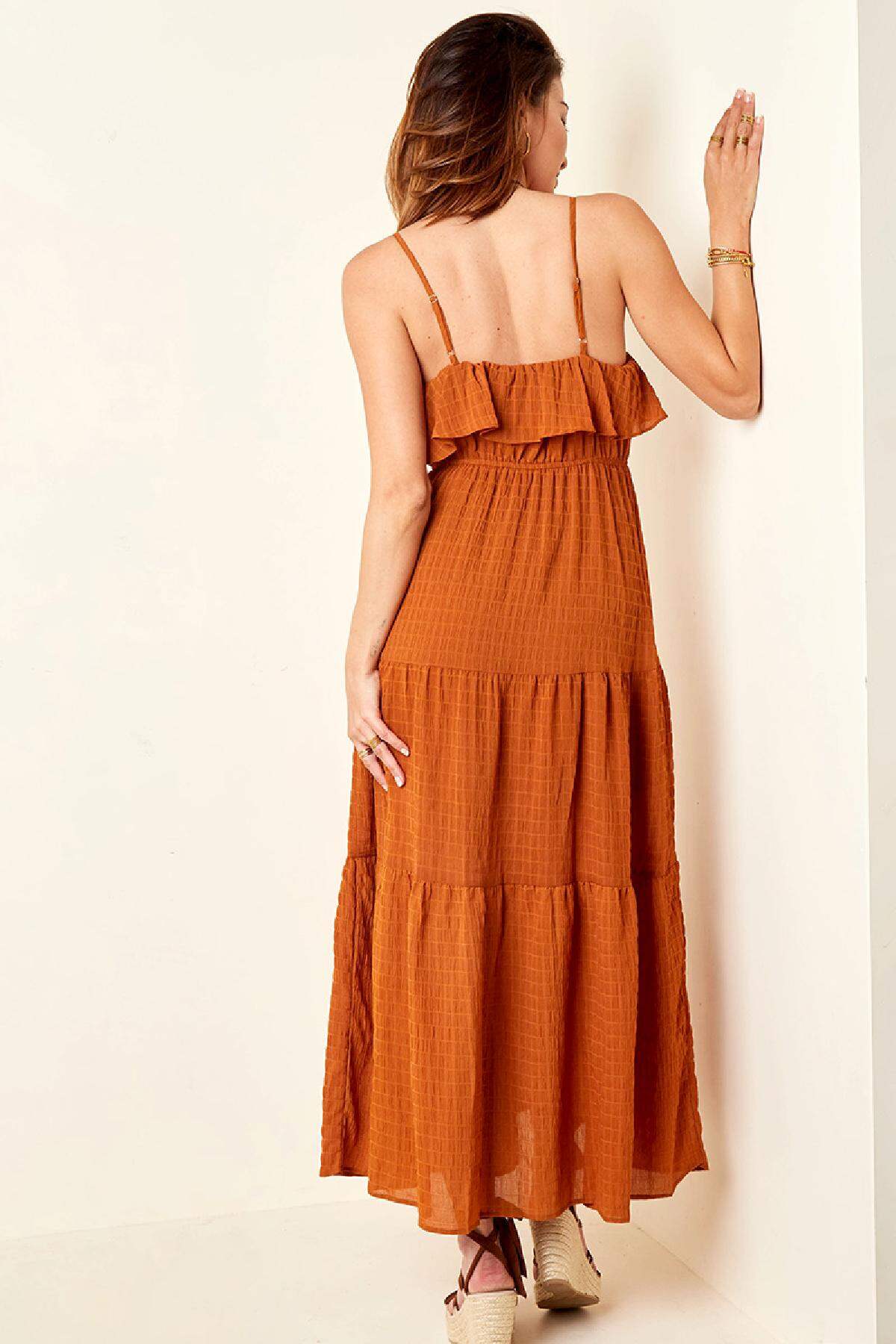 Schlichtes Boho Kleid Braun Lila S h5 Bild6