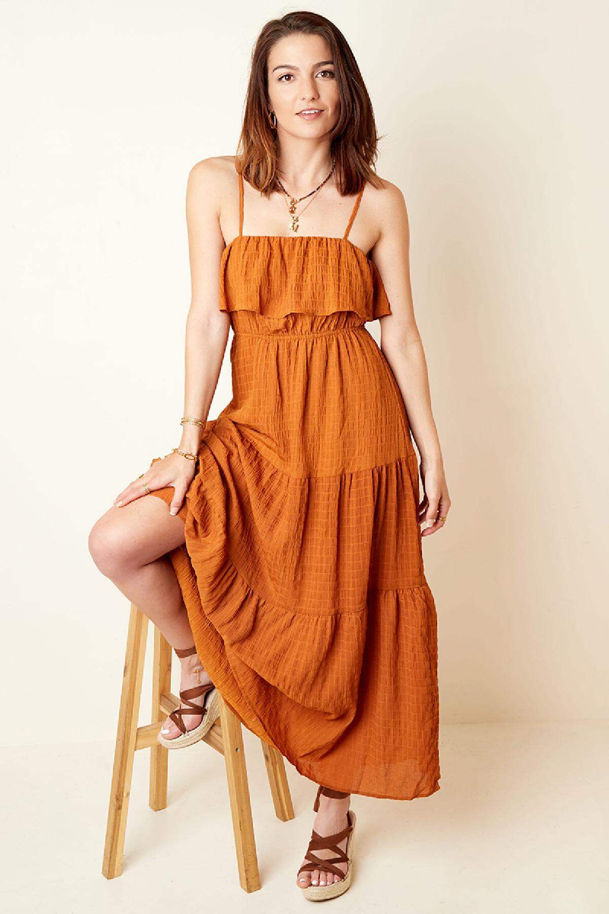 Schlichtes Boho Kleid Braun Lila S h5 Bild2