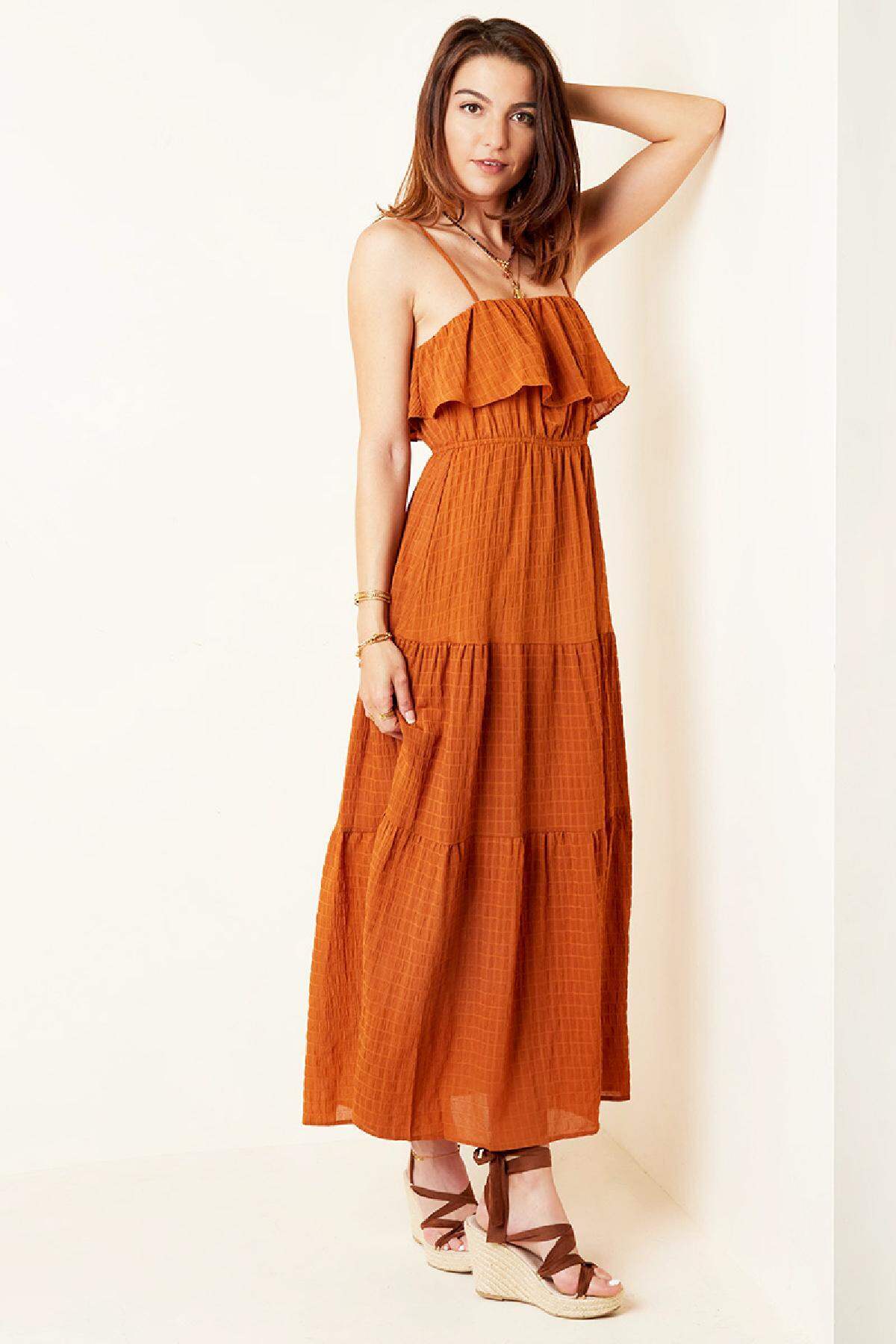 Schlichtes Boho Kleid Braun Lila S h5 Bild3