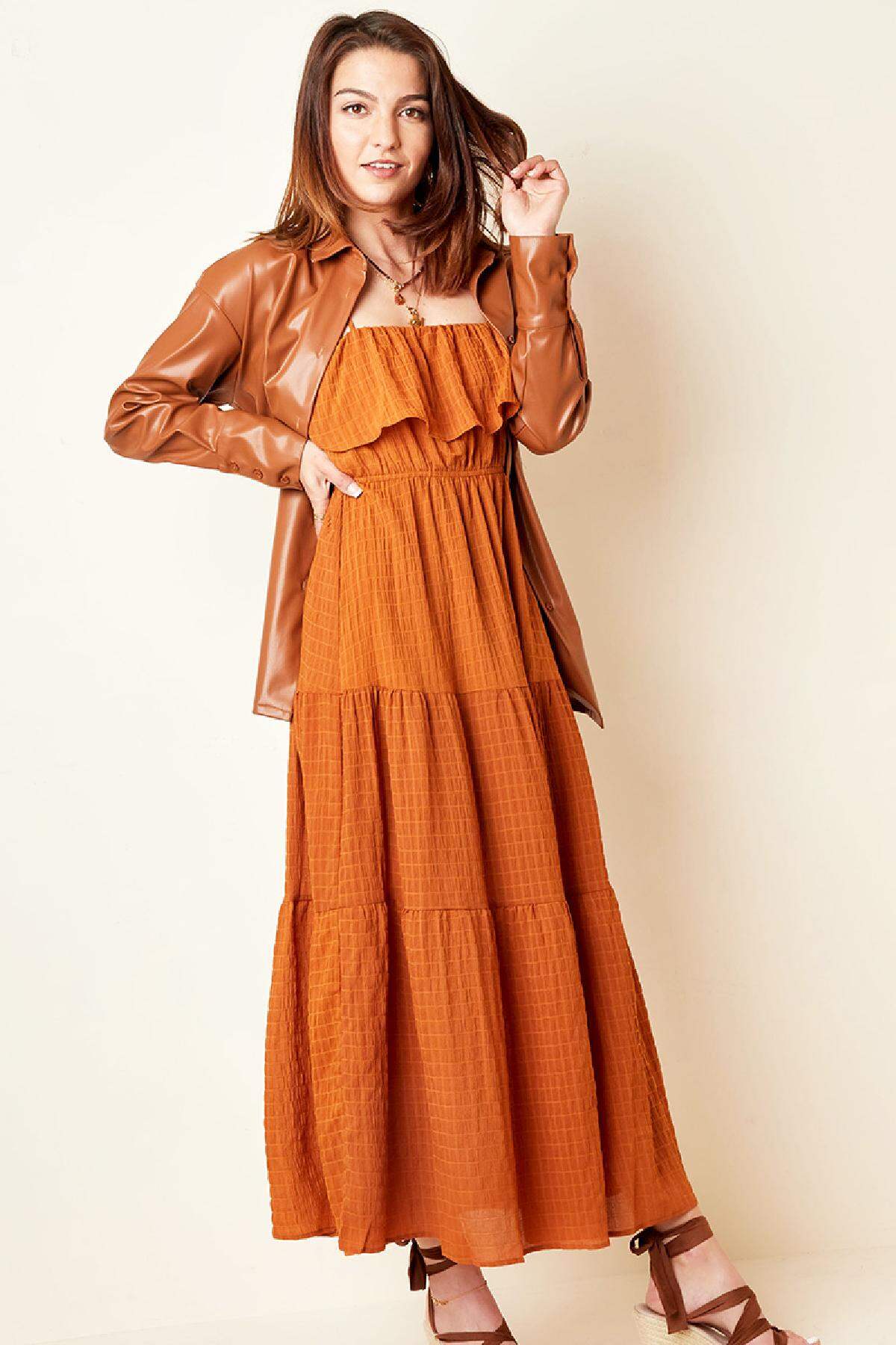 Schlichtes Boho Kleid Braun Lila S Bild5