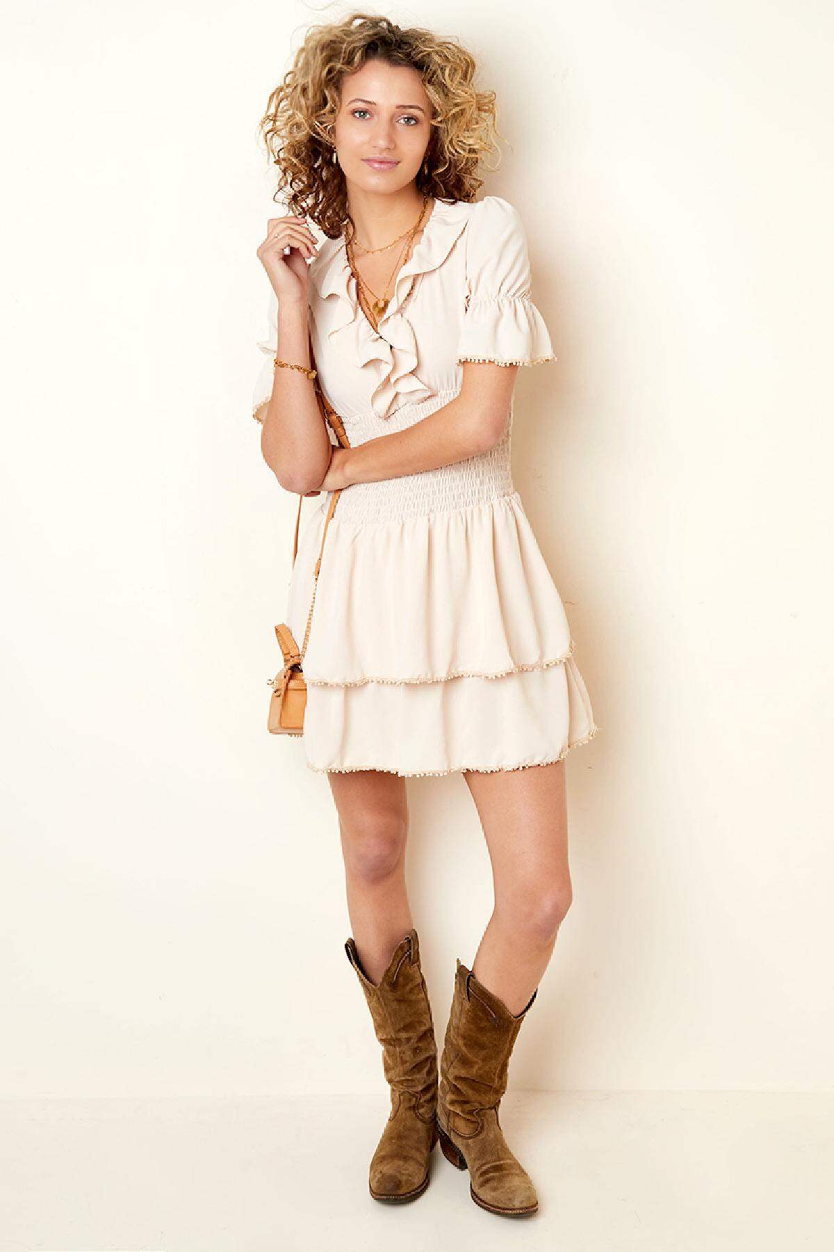 Polyester Women's Mini Dress Ruffled V-Neck Tiered Hem Picture4