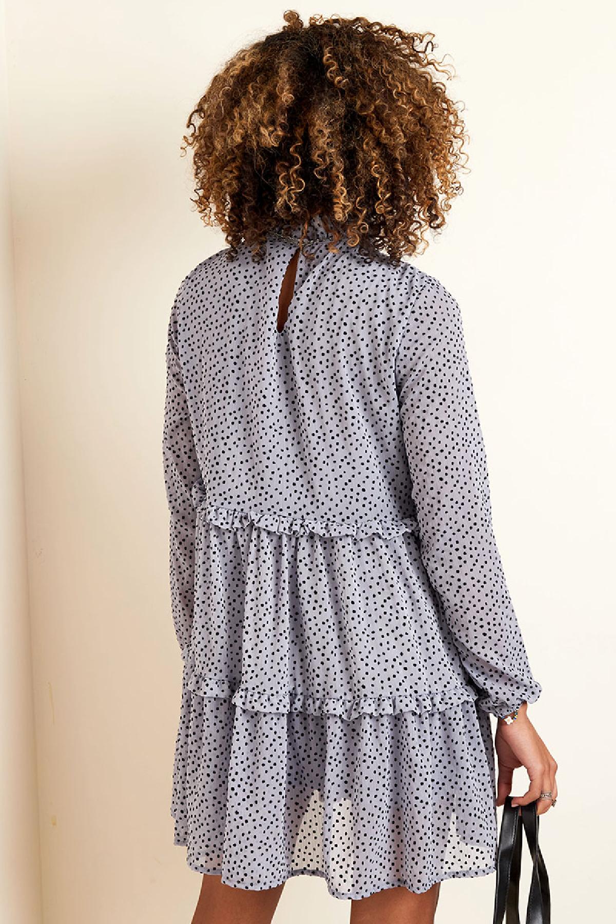 Groothandel Dames Midi Jurk van Polyester met Gelaagde Ruches, foto 6 van 6