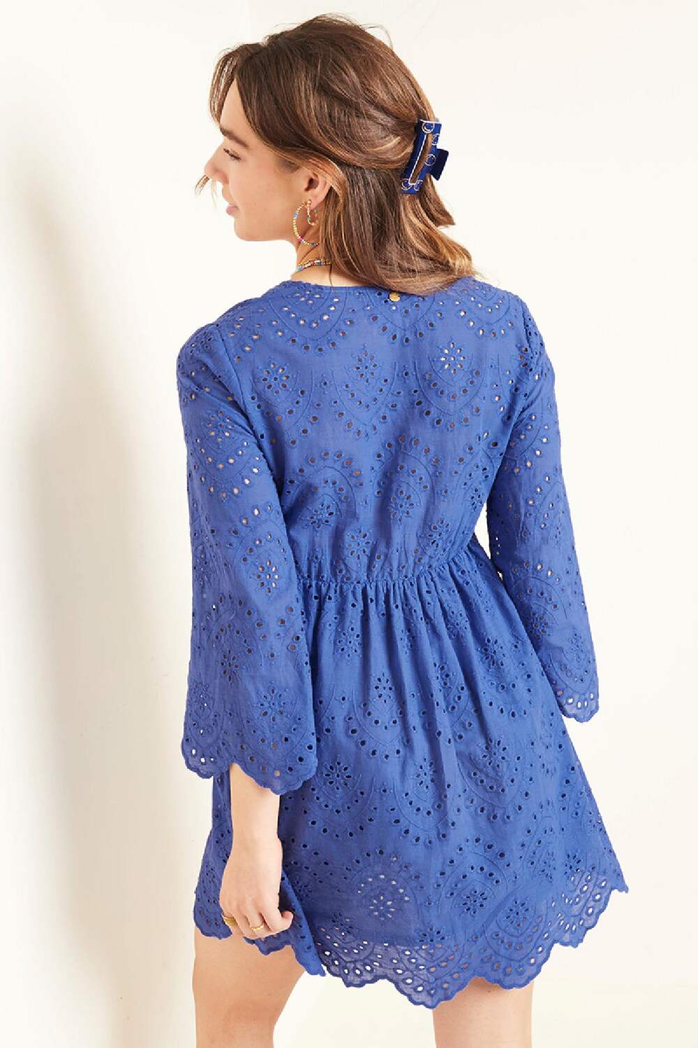 Broderie-Kleid Weiß S h5Bild7