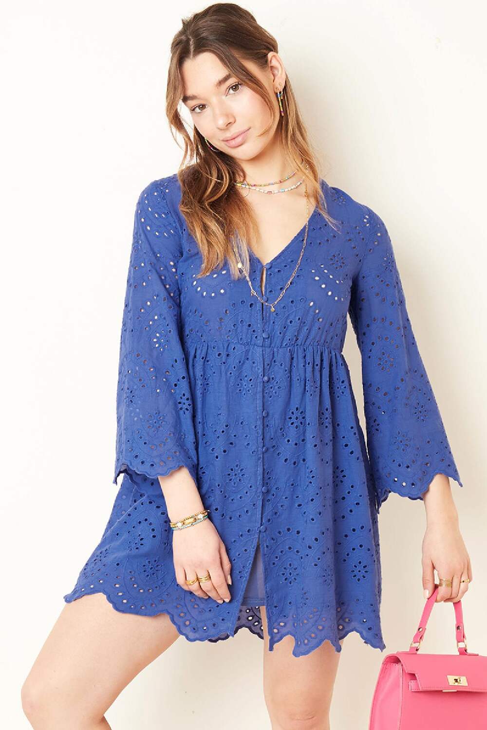 Broderie-Kleid Weiß S h5Bild6