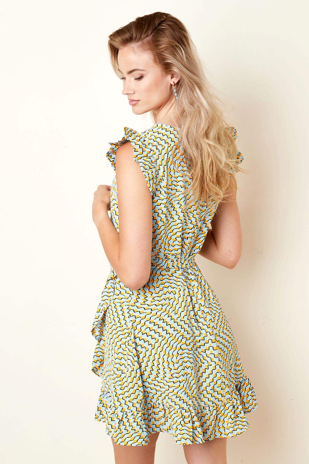 Wickelkleid mit Retro-Print Grün & Lila M h5 Bild7