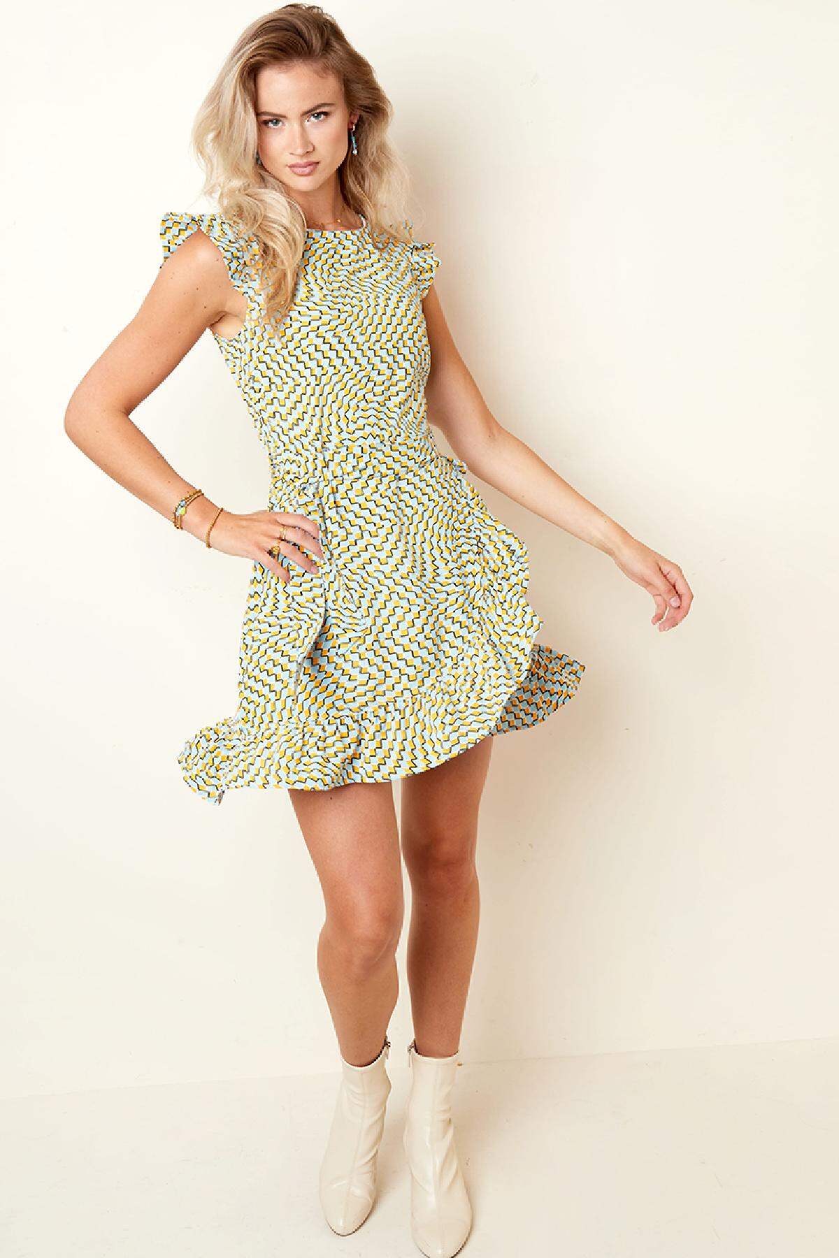 Wickelkleid mit Retro-Print Grün & Lila M Bild3