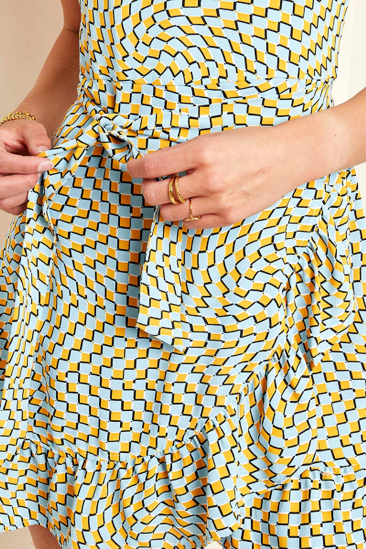 Wickelkleid mit Retro-Print Grün & Lila M h5 Bild6