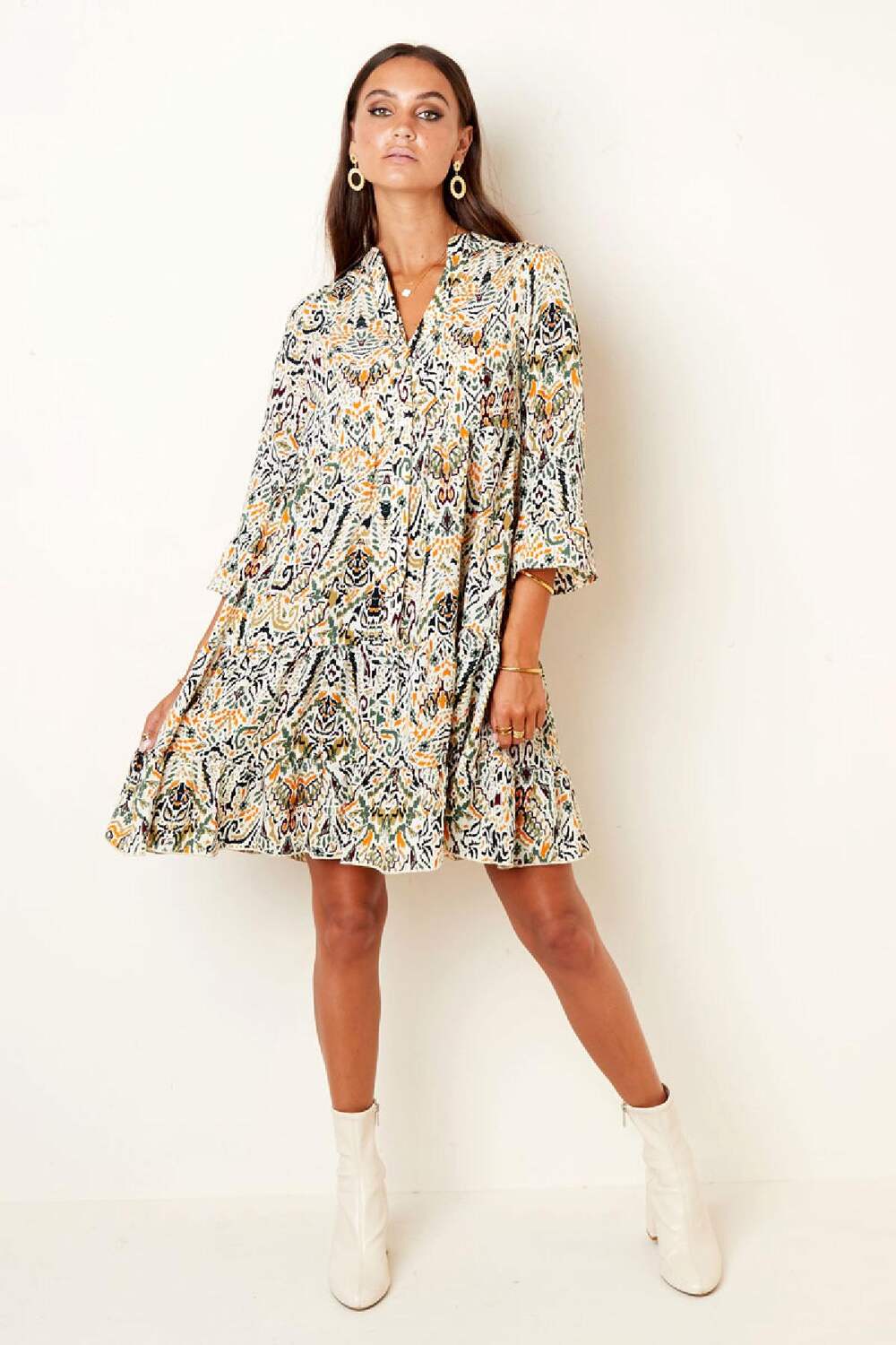 Autumn Dress With Abstract Print Green S h5Picture4