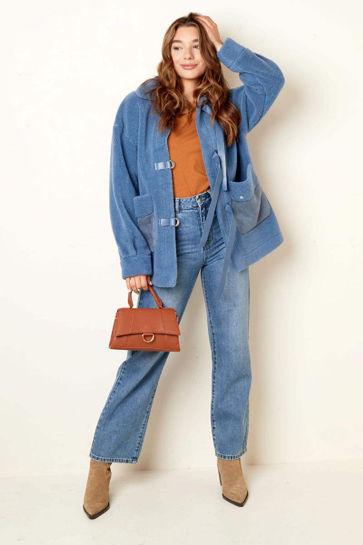 Polyester Women's Jacket Oversized Belted Design Picture3