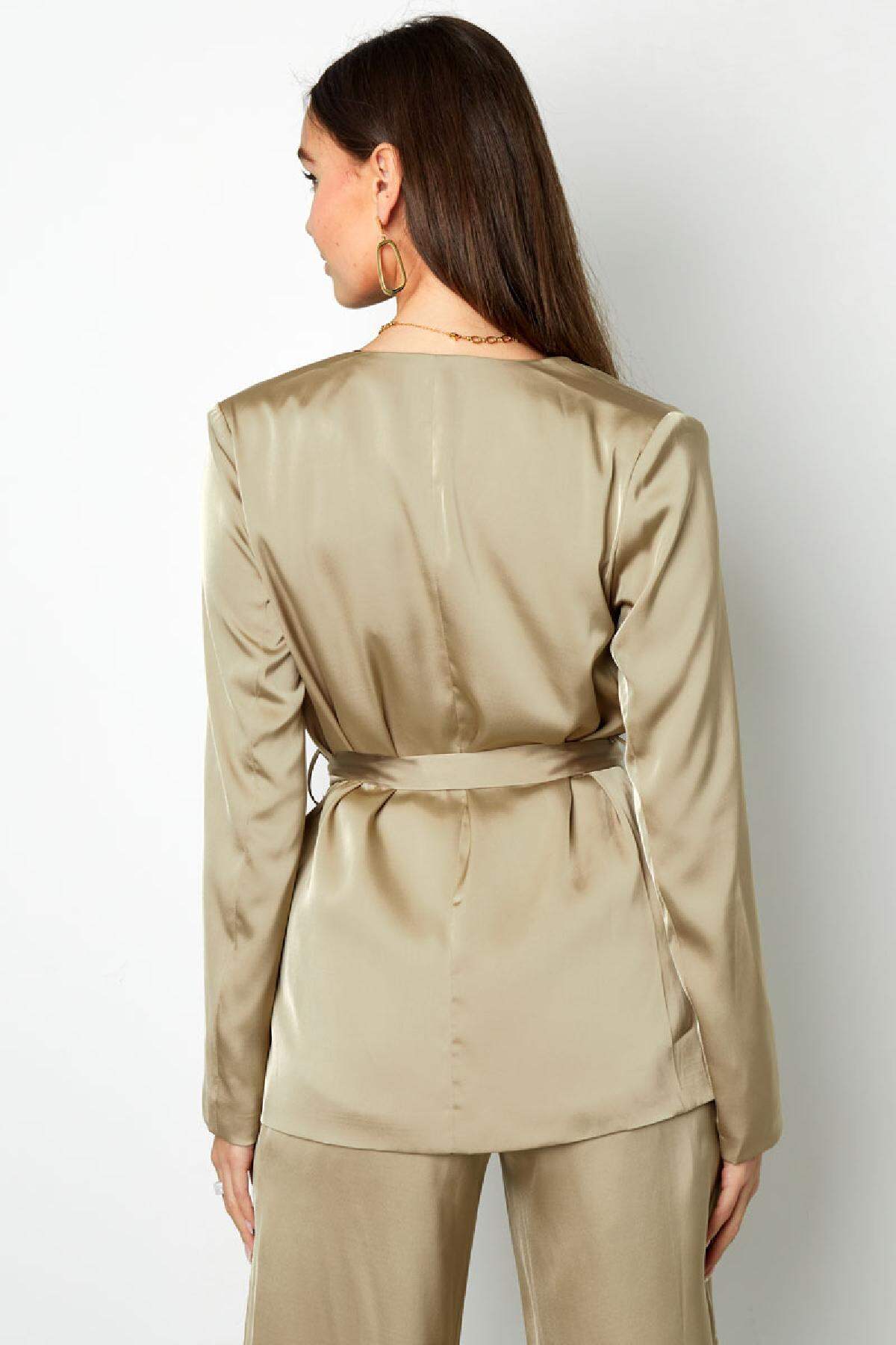 Blazer tejido brillante con cinta Morado M Imagen5