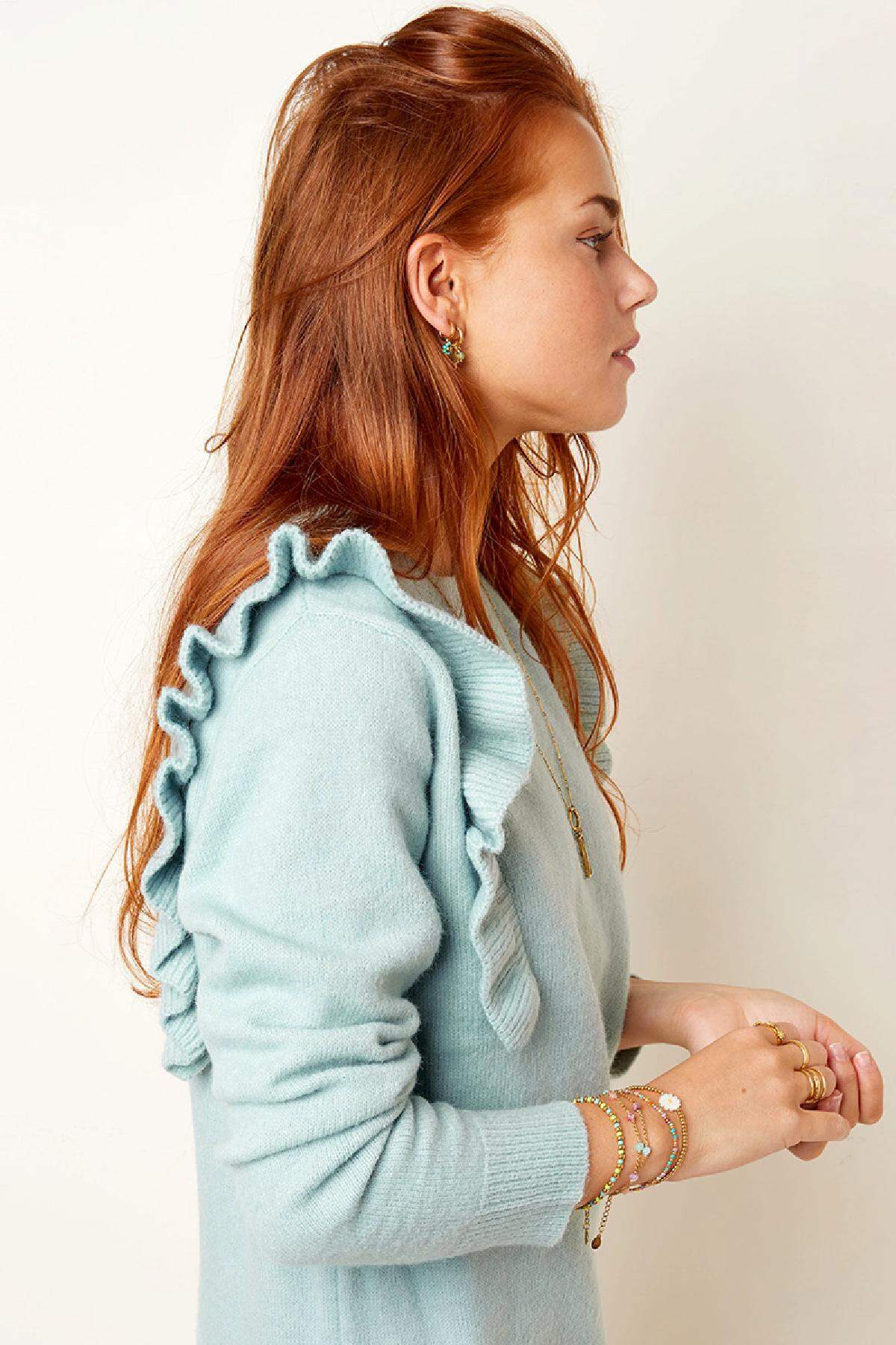 Pullover Kleid Rüschen Weiß S/M Bild5
