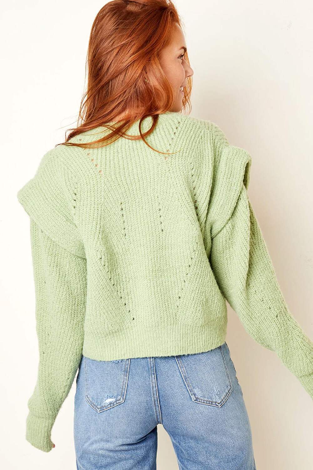 Pullover mit überschnittener Schulter Offwhite S/M h5Bild5