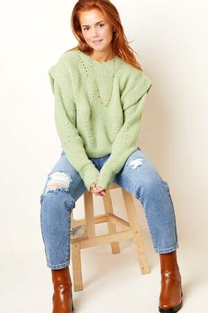 Pullover mit überschnittener Schulter Offwhite S/M h5 Bild3