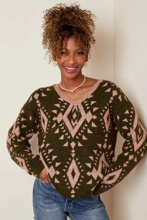 Pullover mit Stammes-Print Schwarz & Beige S/M h5 Bild3