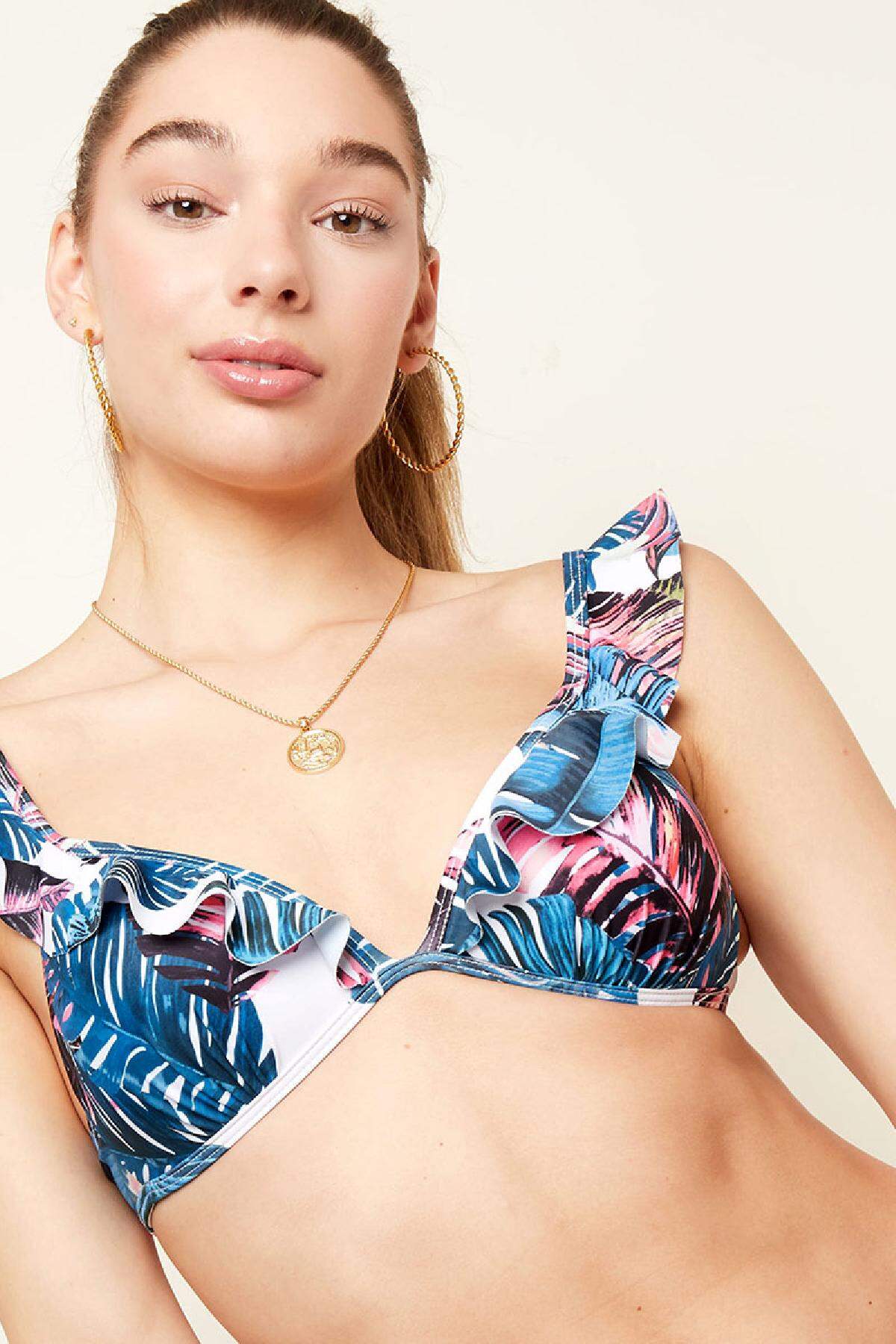 Geblümter Bikini mit Rüschen Rosa L h5 Bild5