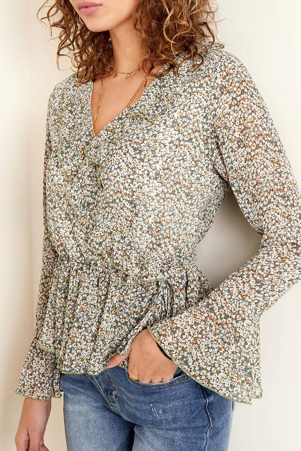 Bluse Rüschen und Rüschen Grün S h5 Bild4