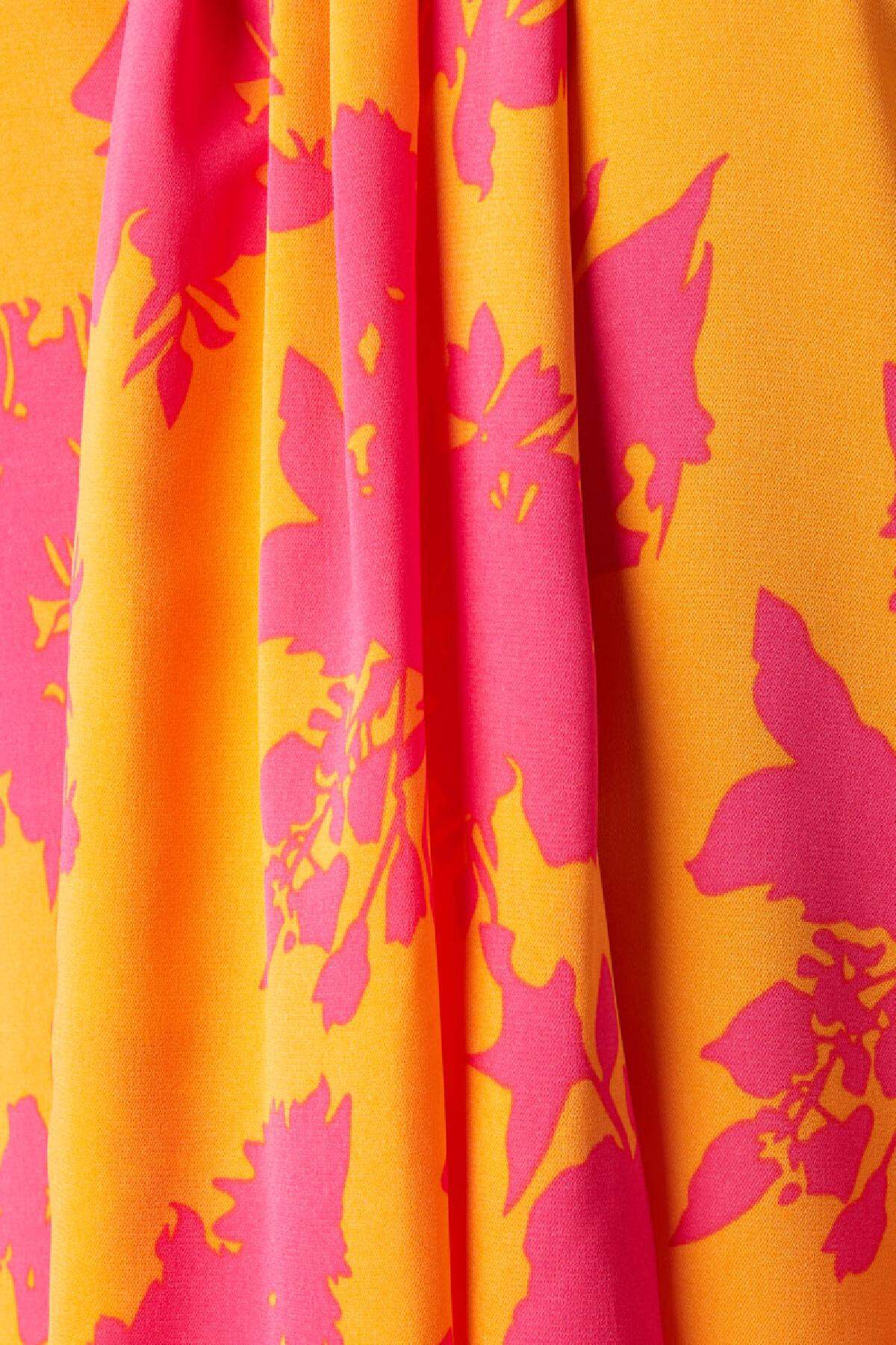 Blusa cuello lazo estampado colorido Fucsia & Amarillo S Imagen5