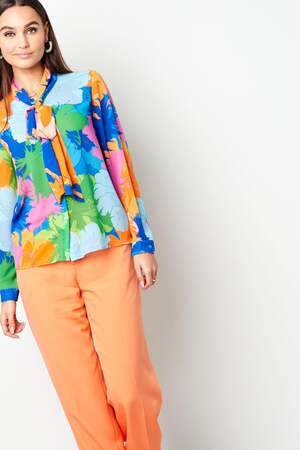 Blusa cuello lazo estampado floral Multicolor S h5 Imagen5