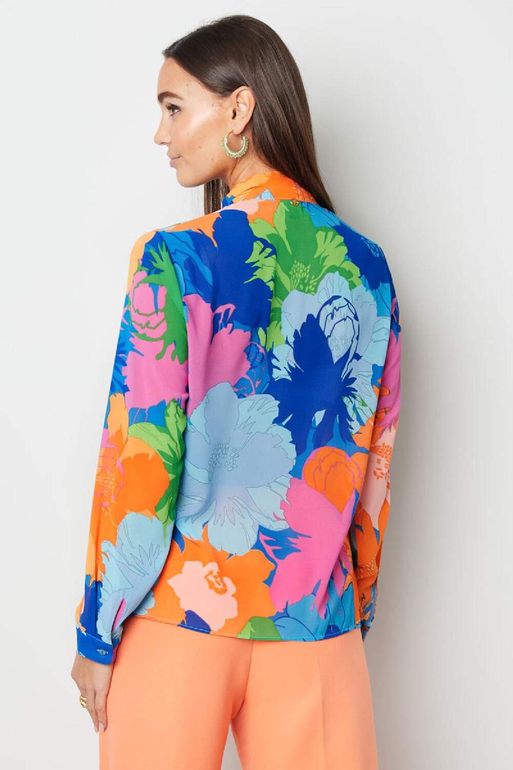 Blusa cuello lazo estampado floral Multicolor S h5Imagen6