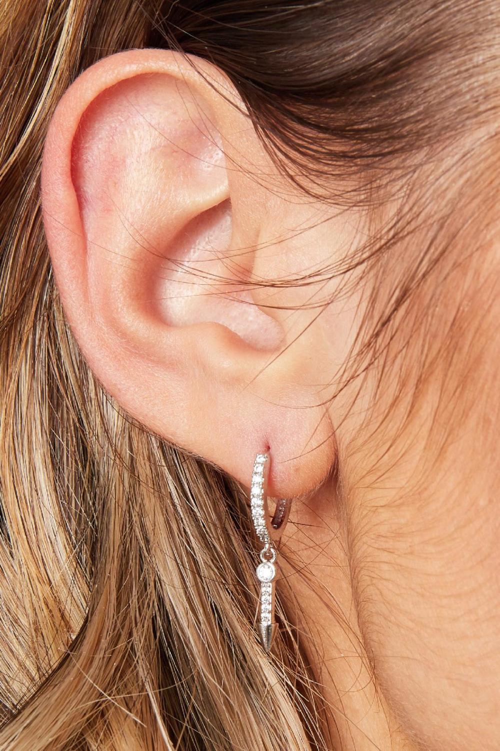 Earrings Arrow Rhinestones Silver Color Copper h5Picture3