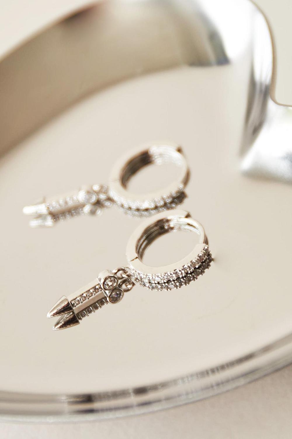 Earrings Arrow Rhinestones Silver Color Copper h5Picture2