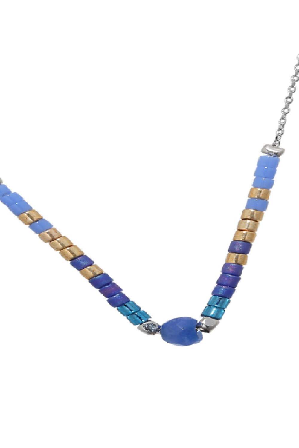 Kette Beads & Stone Blau Vergoldet h5Bild2