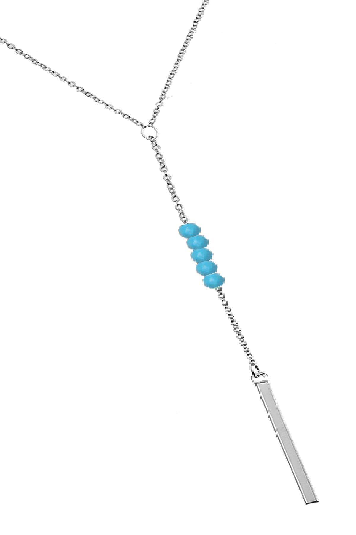 collana perline & bar blue  Immagine2