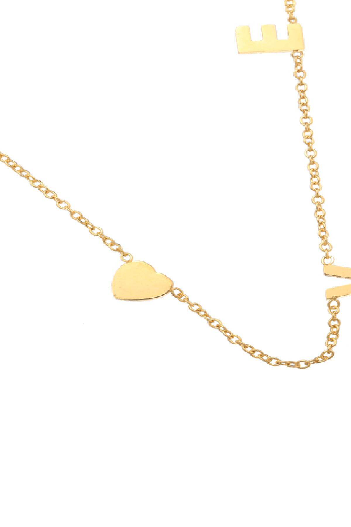 Necklace Love Letters Color dorado Acero inoxidable Estándar Imagen5