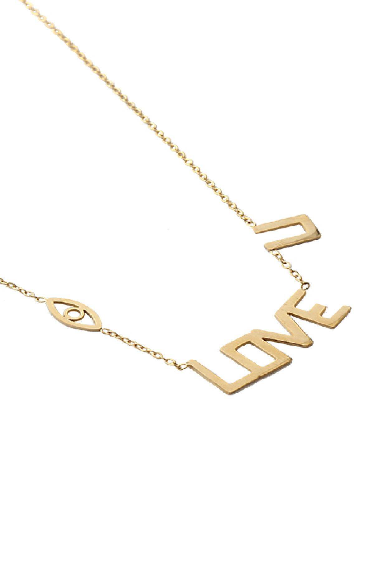 Necklace Love U Gold Color Stainless Steel 2