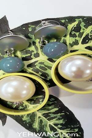 Boucles d'oreilles Funky perle Jaune Aluminium h5 Image2